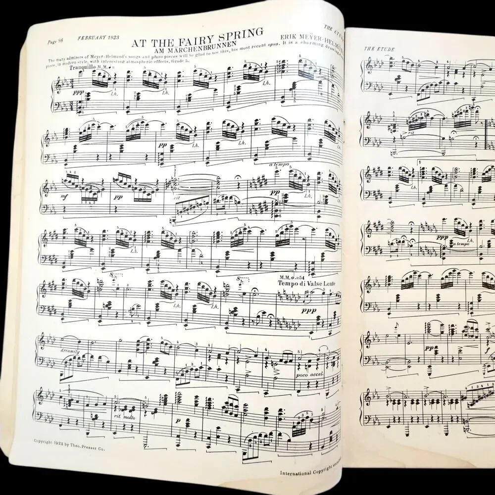 Etude Music Magazine February 1923 Vintage Sheet Music History Levittzki, Scott